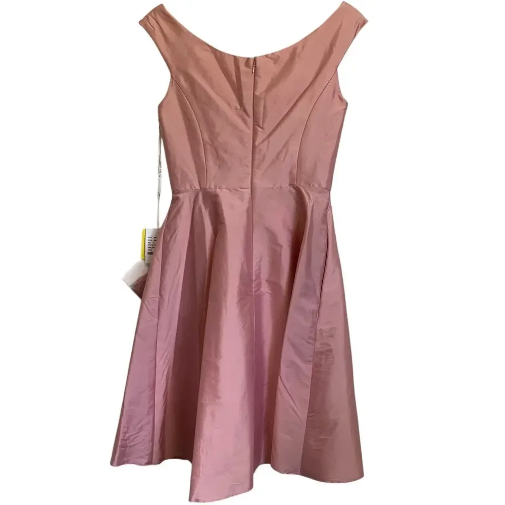 NWT‎ Alfred Sung Off the Shoulder Cocktail Dress in Twirl Pink